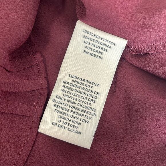 Nanette Lepore Womens Pleated Button Front Long Sleeve Blouse Burgundy Small NWT - Picture 5 of 7